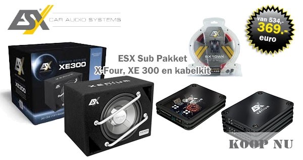 ESX Sub Pakket QE 300, X-Four en kabelkit